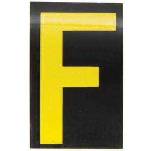 Reflective Individual Number and Letter Labels - F, Yellow on Black, 2-1/2"