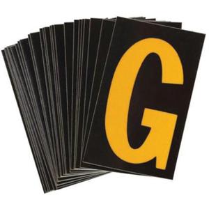 Reflective Individual Number and Letter Labels - G, Yellow on Black, 2-1/2"