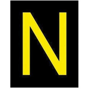 Reflective Individual Number & Letter Labels - N, Yellow on Black, 2-1/2"