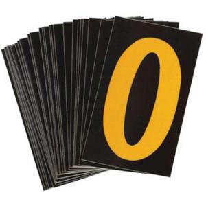 Reflective Individual Number & Letter Labels - O, Yellow on Black, 2-1/2"