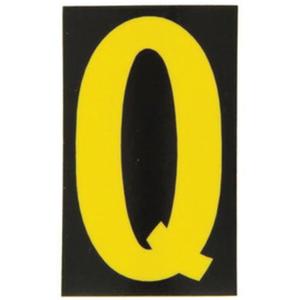 Reflective Individual Number & Letter Labels - Q, Yellow on Black, 2-1/2"
