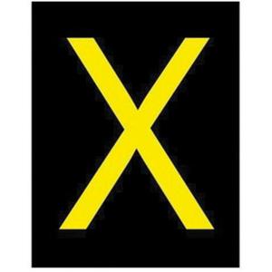 Reflective Individual Number & Letter Labels - X, Yellow on Black, 2-1/2"