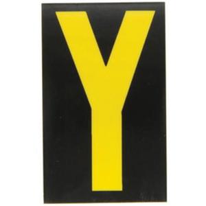 Reflective Individual Number & Letter Labels - Y, Yellow on Black, 2-1/2"
