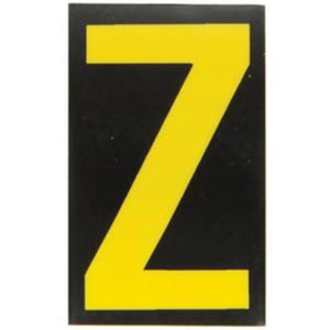Reflective Individual Number & Letter Labels - Z, Yellow on Black, 2-1/2"