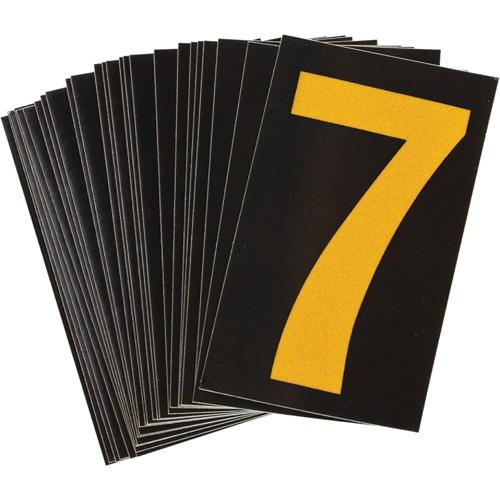 Reflective Individual Number and Letter Labels - 7, Yellow on Black, 1-1/2"