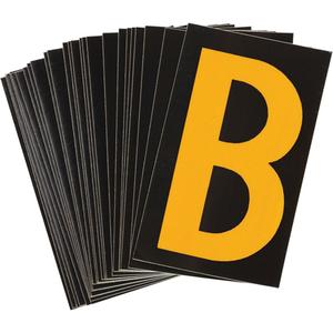 Reflective Individual Number and Letter Labels - B, Yellow on Black, 1-1/2"