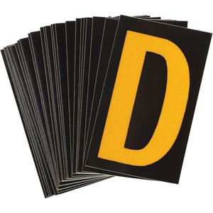 Reflective Individual Number and Letter Labels - D, Yellow on Black, 1-1/2"