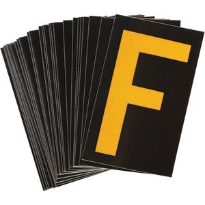 Reflective Individual Number and Letter Labels - F, Yellow on Black, 1-1/2"