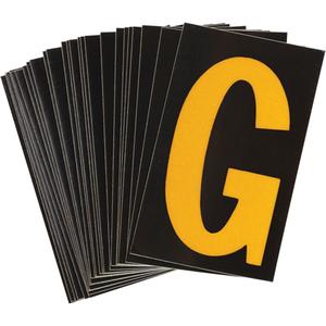 Reflective Individual Number and Letter Labels - G, Yellow on Black, 1-1/2"