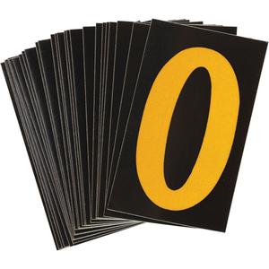 Reflective Individual Number & Letter Labels - O, Yellow on Black, 1-1/2"