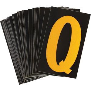 Reflective Individual Number & Letter Labels - Q, Yellow on Black, 1-1/2"