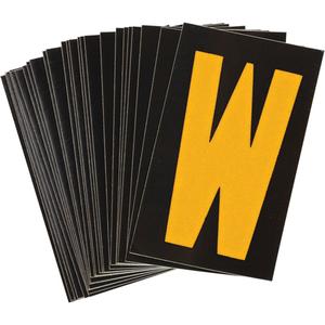 Reflective Individual Number & Letter Labels - W, Yellow on Black, 1-1/2"