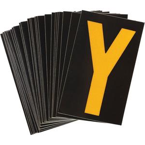 Reflective Individual Number & Letter Labels - Y, Yellow on Black, 1-1/2"
