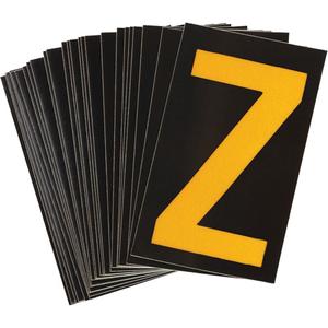 Reflective Individual Number & Letter Labels - Z, Yellow on Black, 1-1/2"