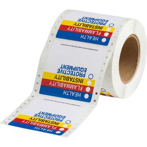 "Protective Equipment" Self-Laminating Labels - Paper, Sheet, 3-7/8", 3-7/8", Self-Adhesive, Health Flammability Instability Protective Equipment, Pack, 500