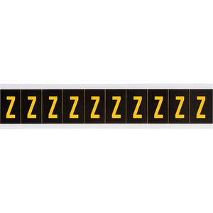 Individual Number & Letter Labels - Z, Yellow on Black, 2", 10
