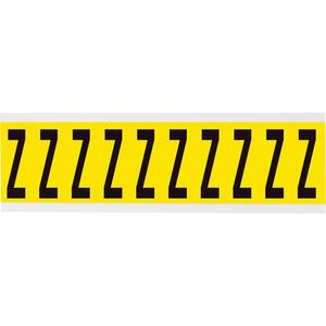 Repositionable Individual Number & Letter Labels - Z, Black on Yellow, 2", 10
