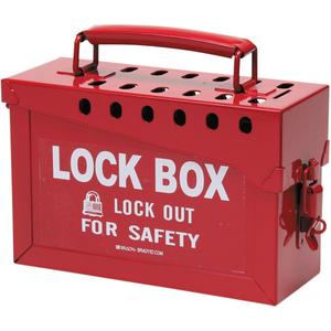 Portable Metal Lock Box - 13, Red, 40, English, Lock Box Lockout for Safety