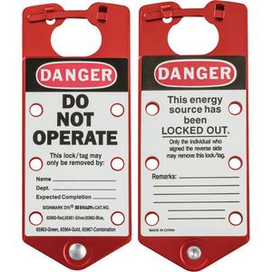 Labeled Lockout Hasp - 6, Red, 5, English, Package