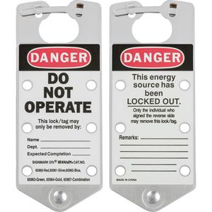 Labeled Lockout Hasps - 6, Silver, Aluminium, English, Danger Do Not Operate