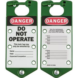 Labeled Lockout Hasps - 6, Green, Aluminium, English, Danger Do Not Operate
