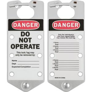 Labeled Lockout Hasps - 6, Silver, Aluminium, English, Danger Do Not Operate