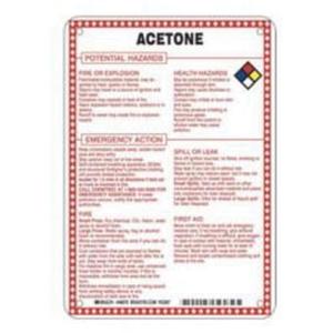"Isopropyl Acetate Potential Hazards" Sign - Fiberglass, 10", 7", Bolt-On, English with Pictogram, Chemicals and Hazardous Materials, Red/Black/Blue/Yellow on White
