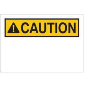 "Caution" Sign - Fiberglass, 7", 10", Adhesive, English with Pictogram, OSHA Header Sign, Black/yellow on white