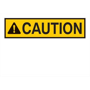 "Caution" Sign - Fiberglass, Polyester, 10", 14", Adhesive, English with Pictogram, OSHA Header Sign, Black/yellow on white