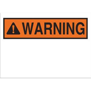 "Warning" Sign - Fiberglass, Polyester, 10", 14", Adhesive, English with Pictogram, OSHA Header Sign, Black/orange on white