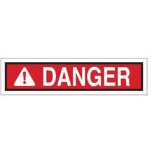"Danger" Sign - Polyester, 2-1/4", 9", Adhesive, English with Pictogram, OSHA Header Sign, Black/red on white