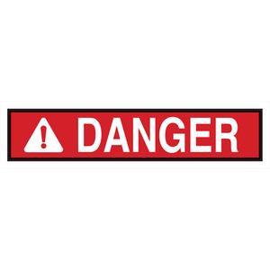 "Danger" Sign - Polyester, 5", 14", Adhesive, English with Pictogram, OSHA Header Sign, Black/red on white