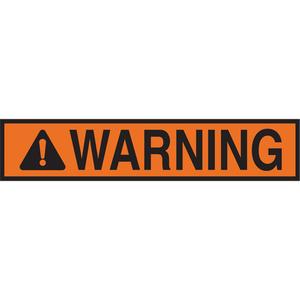 "Warning" Sign - Polyester, 5", 14", Adhesive, English with Pictogram, OSHA Header Sign, Black/orange on white