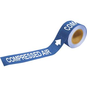 "Compressed Air" Pipe Markers - Vinyl, White on Blue, 1-1/2" - 2", 1", 8", 1/2", English, Self-Adhesive