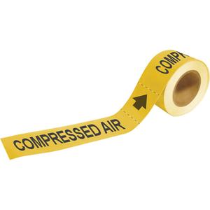 "Compressed Air" Pipe Markers - Plastic, Black on Yellow, 1-1/2" - 2", 1", 8", 1/2", English, Self-Adhesive