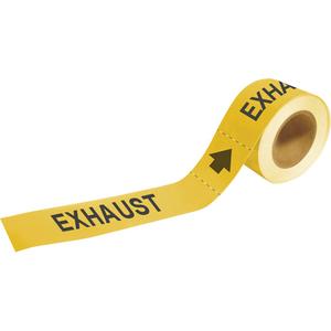 "Exhaust" Pipe Marker - Plastic, Black on Yellow, 1-1/2" - 2", 1", 8", 1/2", English, Self-Adhesive
