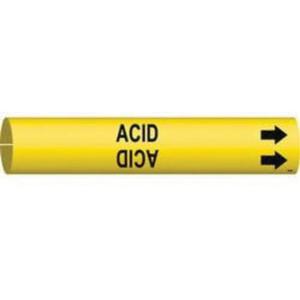 "Acid" Pipe Marker - Plastic, Black on Yellow, 1-1/2" - 2-3/8", 7/8", 7/8", 3/4", English, Snap-On
