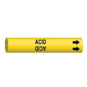 "Acid" Pipe Marker - Plastic, Black on Yellow, 2-1/2" - 3-7/8", 2", 2", 1-1/4", English, Snap-On