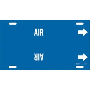 "Air" Pipe Marker - Plastic, White on Blue, 6" - 7-7/8", 8", 16", 1-1/4", English, Strap-On