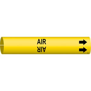 "Air" Pipe Marker - Plastic, Black on Yellow, 3/4" - 1-3/8", 13/16", 13/16", 1/2", English, Snap-On