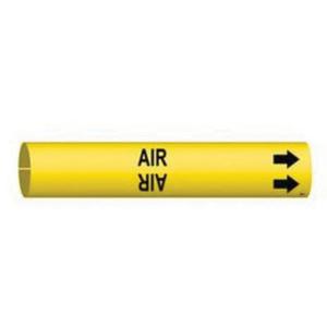 "Air" Pipe Marker - Plastic, Black on Yellow, 1-1/2" - 2-3/8", 7/8", 7/8", 3/4", English, Snap-On