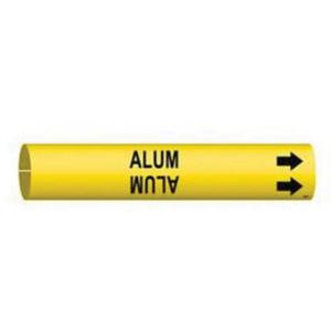 "Alum" Pipe Marker - Plastic, Black on Yellow, 1-1/2" - 2-3/8", 7/8", 7/8", 3/4", English, Snap-On