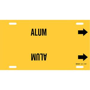 "Alum" Pipe Marker - Plastic, Black on Yellow, 6" - 7-7/8", 8", 16", 1-1/4", English, Strap-On