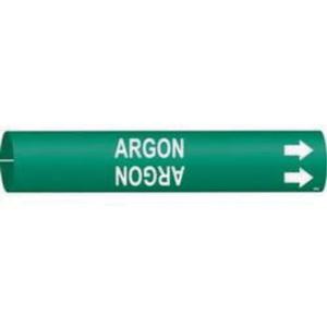 "Argon" Pipe Marker - Plastic, White on Green, 1-1/2" - 2-3/8", 7/8", 7/8", 3/4", English, Snap-On