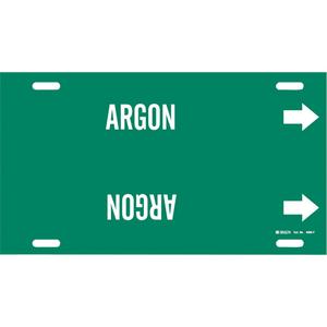 "Argon" Pipe Marker - Plastic, White on Green, 6" - 7-7/8", 8", 16", 1-1/4", English, Strap-On