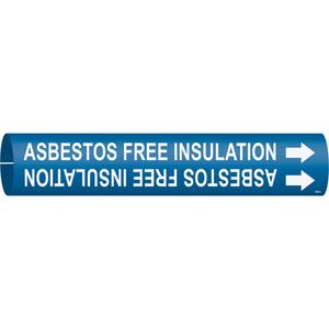 "Asbestos Free Insulation" Pipe Marker - Plastic, White on Blue, 3/4" - 1-3/8", 13/16", 13/16", 1/2", English, Snap-On