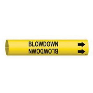 "Blowdown" Pipe Marker - Plastic, Black on Yellow, 3/4" - 1-3/8", 13/16", 13/16", 1/2", English, Snap-On