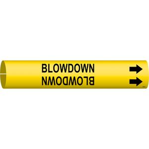 "Blowdown" Pipe Marker - Plastic, Black on Yellow, 1-1/2" - 2-3/8", 7/8", 7/8", 3/4", English, Snap-On