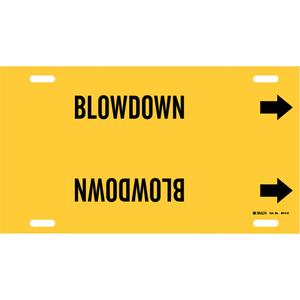 "Blowdown" Pipe Marker - Plastic, Black on Yellow, 8" - 9-7/8", 10", 24", 2-1/2", English, Strap-On