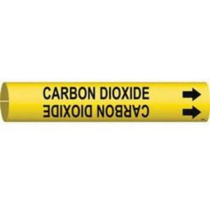 "Carbon Dioxide" Pipe Marker - Plastic, Black on Yellow, 3/4" - 1-3/8", 13/16", 13/16", 1/2", English, Snap-On